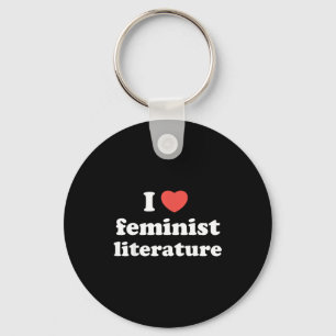 I Love Heart Feminist Literature Key Ring