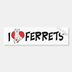 I Love Heart Ferrets - Ferret Lover Bumper Sticker