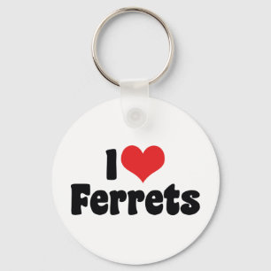 I Love Heart Ferrets - Ferret Lover Key Ring