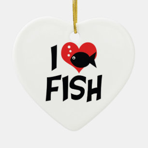 I Love Heart Fish - Aquarium Lovers Ceramic Tree Decoration