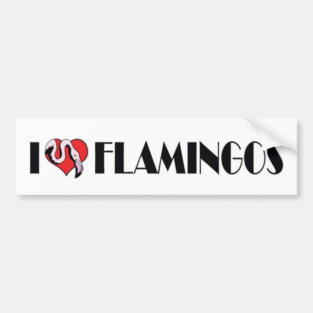 I Love Heart Flamingos - Pink Flamingo Lovers Bumper Sticker (Front)