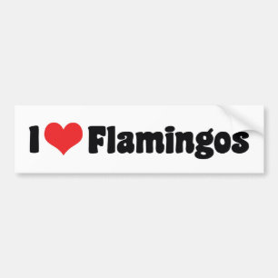 I Love Heart Flamingos - Pink Flamingo Lovers Bumper Sticker