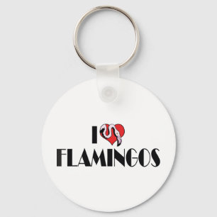 I Love Heart Flamingos - Pink Flamingo Lovers Key Ring