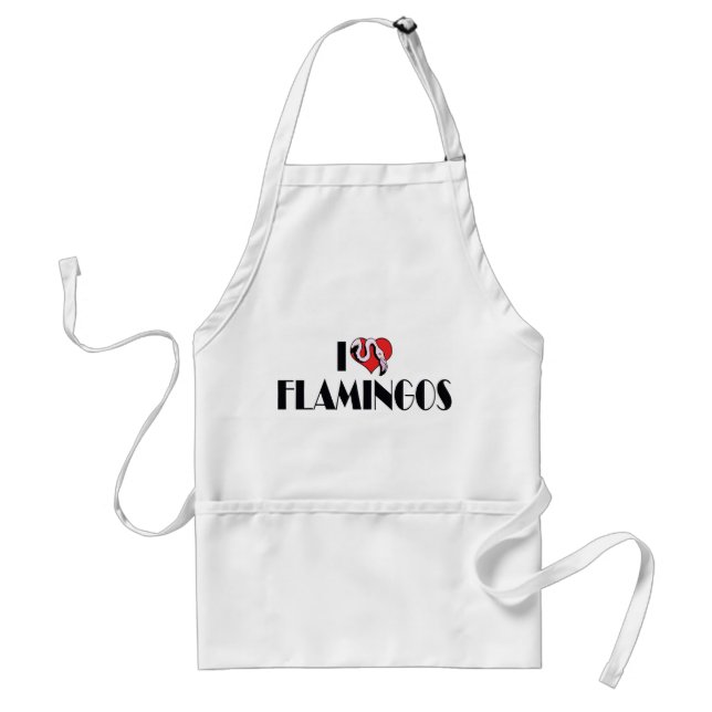 I Love Heart Flamingos - Pink Flamingo Lovers Standard Apron (Front)