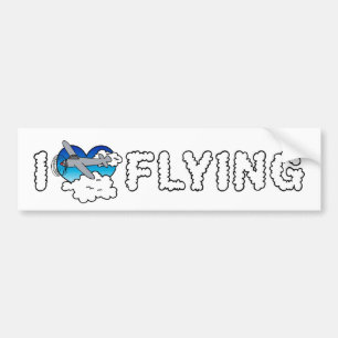 I Love Heart Flying - Aeroplane Lover Bumper Sticker