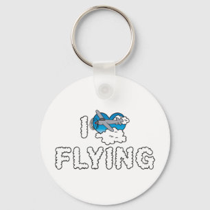 I Love Heart Flying - Aeroplane Lover Key Ring