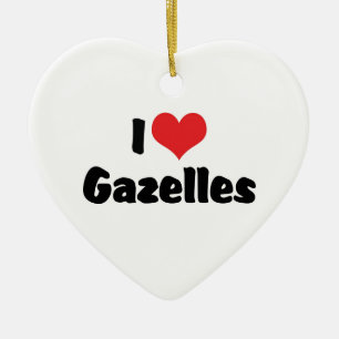 I Love Heart Gazelles Ceramic Tree Decoration