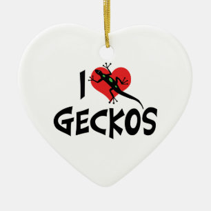 I Love Heart Geckos Ceramic Ornament
