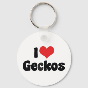 I Love Heart Geckos Key Ring