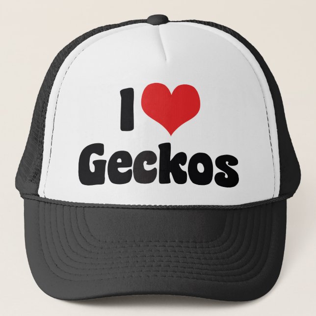 I Love Heart Geckos Trucker Hat (Front)
