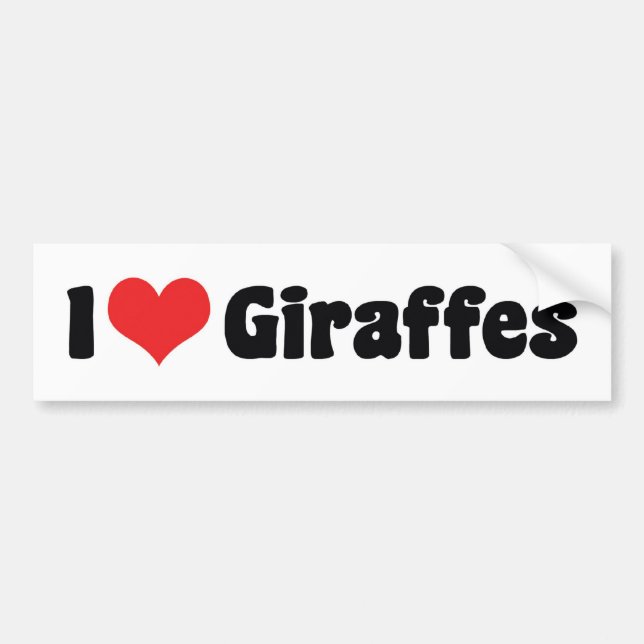 I Love Heart Giraffes - Giraffe Lover Bumper Sticker (Front)