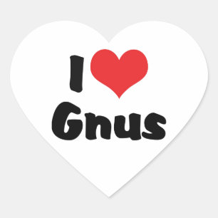 I Love Heart Gnus Heart Sticker