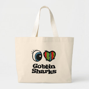 I Love (Heart) Goblin Sharks Large Tote Bag