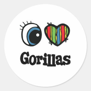 I Love (Heart) Gorillas Classic Round Sticker