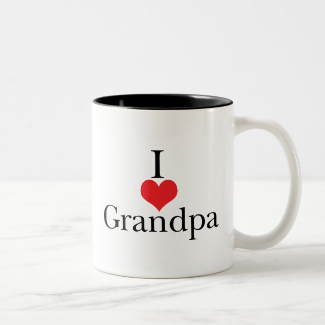 I Love (Heart) Grandpa Two-Tone Coffee Mug (Right)