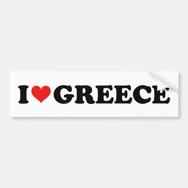 I Love Heart Greece Red Heart Travel Souvenir Bumper Sticker (Front)