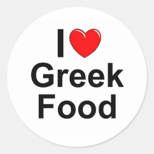 I Love (Heart) Greek Food Classic Round Sticker