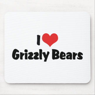 I Love Heart Grizzly Bears Mouse Pad
