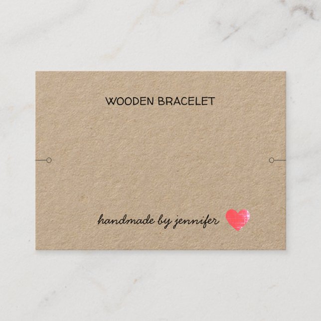 I love Heart Handmade By Name Bracelet Holder Cute Business Card (Front)