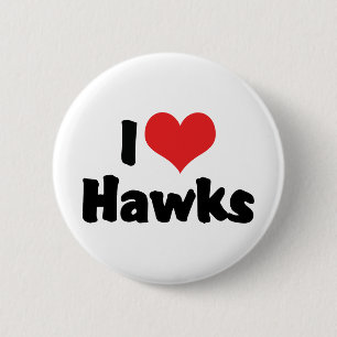 I Love Heart Hawks 6 Cm Round Badge