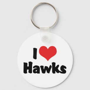 I Love Heart Hawks Key Ring