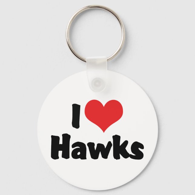 I Love Heart Hawks Key Ring (Front)