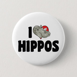 I Love Heart Hippos - Hippopotamus Lover 6 Cm Round Badge