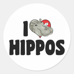 I Love Heart Hippos - Hippopotamus Lover Classic Round Sticker