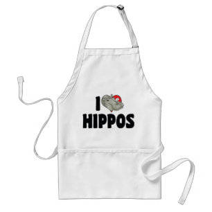 I Love Heart Hippos - Hippopotamus Lover Standard Apron