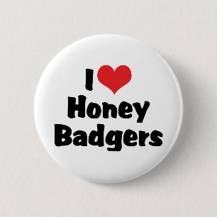 I Love Heart Honey Badgers 6 Cm Round Badge