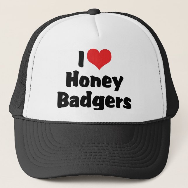 I Love Heart Honey Badgers Trucker Hat (Front)