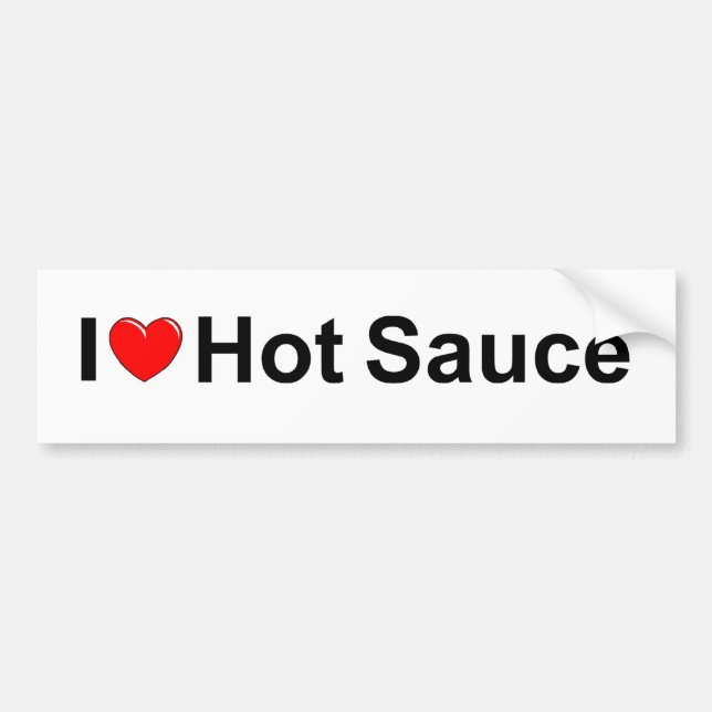 I Love (Heart) Hot Sauce Bumper Sticker (Front)
