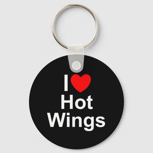I Love (Heart) Hot Wings Key Ring (Front)