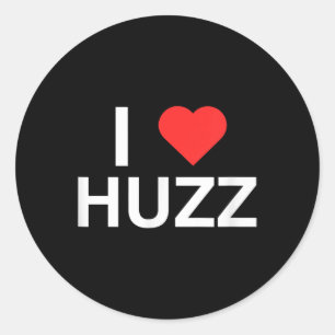 I Love (heart) Huzz Funny Gen Z Novelty Meme Colle Classic Round Sticker