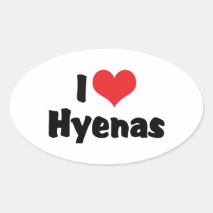 I Love Heart Hyenas Oval Sticker