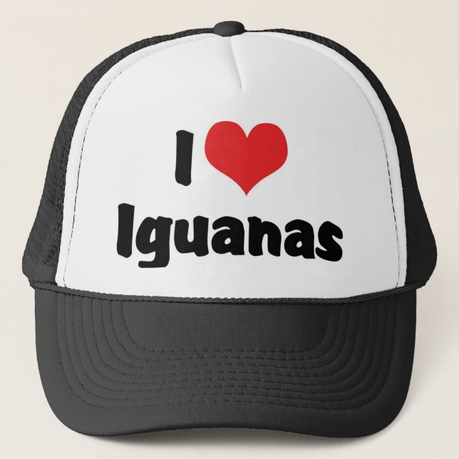 I Love Heart Iguanas - Lizard Lover Trucker Hat (Front)