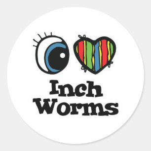 I Love (Heart) Inchworms Classic Round Sticker