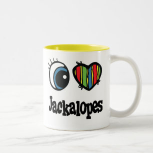 I Love (Heart) Jackalopes Two-Tone Coffee Mug