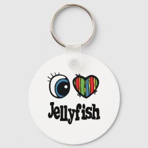 I Love (Heart) Jellyfish Key Ring