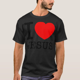 I Love Heart Jesus - Red Heart Black Text Design T-Shirt