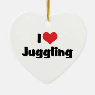 I Love Heart Juggling Ceramic Ornament