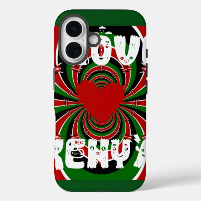 I Love Heart Kenya: Dynamic Flag Art Case-Mate iPhone Case (Back)