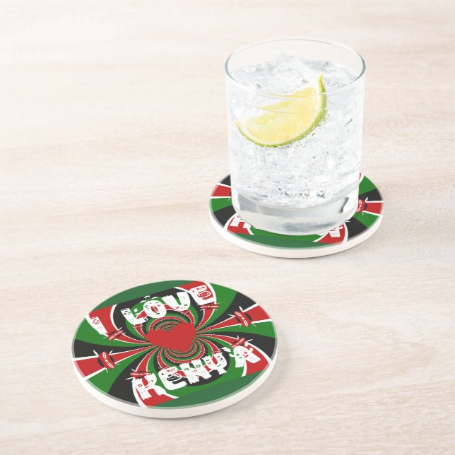 I Love Heart Kenya: Dynamic Flag Art Coaster (Side)