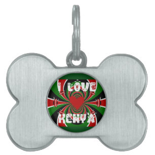 I Love Heart Kenya: Dynamic Flag Art Pet Name Tag