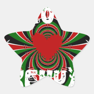 I Love Heart Kenya: Dynamic Flag Art Star Sticker