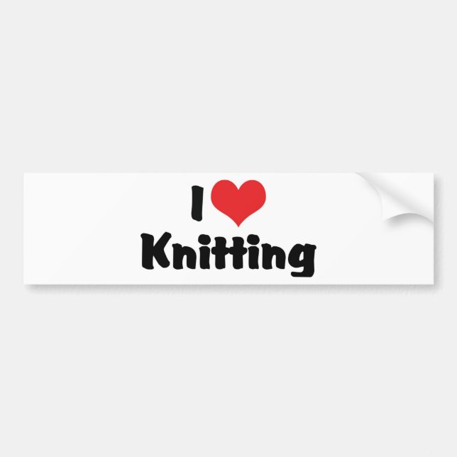 I Love Heart Knitting Bumper Sticker (Front)