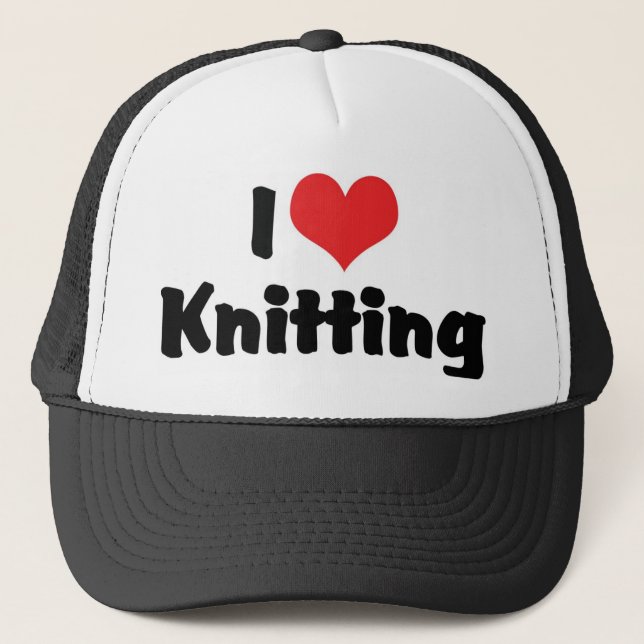 I Love Heart Knitting Trucker Hat (Front)