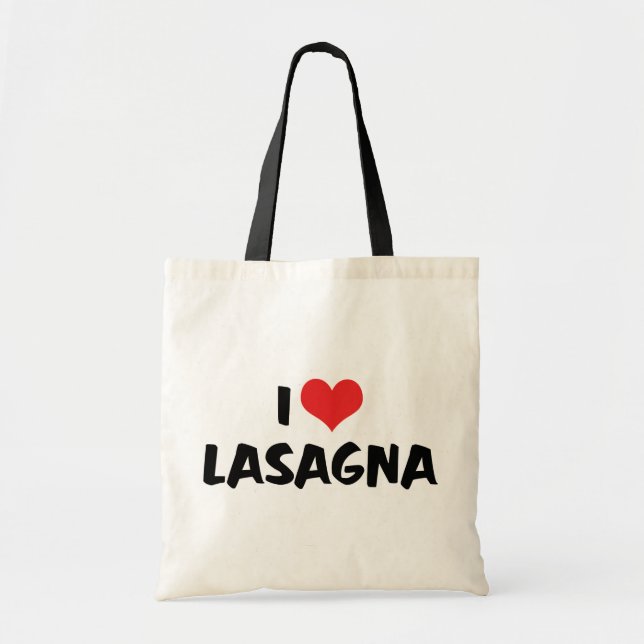 I Love Heart Lasagne - Italian Food Pasta Lover Tote Bag (Front)