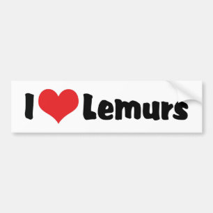 I Love Heart Lemurs Bumper Sticker