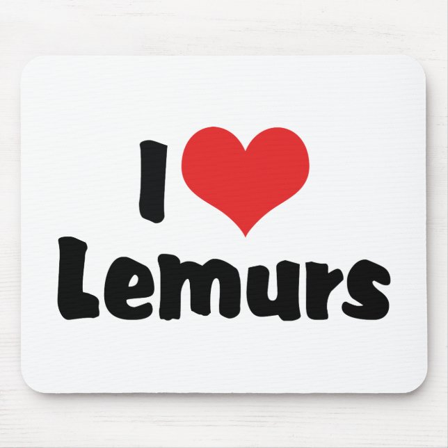 I Love Heart Lemurs Mouse Pad (Front)